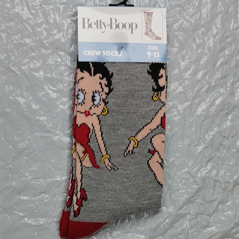 Betty Boop Red and Gray Casual Crew Socks
